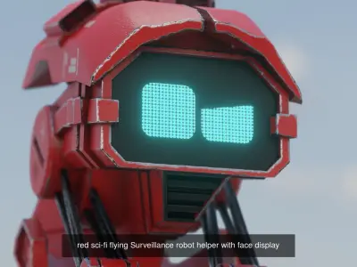 USSR rsci-fi red robots and drones game models 3D Model Pack