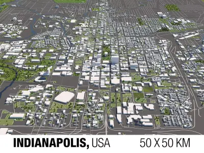 Indianapolis 50x50km City Model 3D model