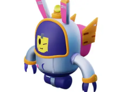 Cute Robots Game Ready Low-poly 3D model
