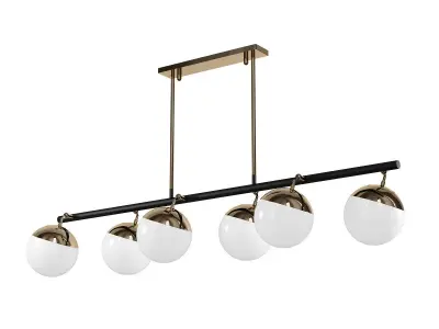 ANVIK five light chandelier with brass and globes 3D model