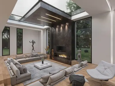 Modern white interior 3D model