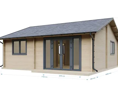 Wooden cabin in Australia - full scene 3D model