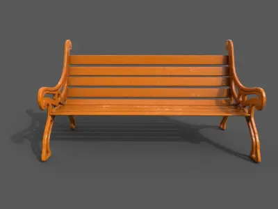 Street Bench Low-poly 3D model