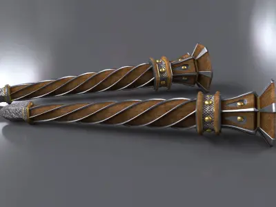 TORCH pair of swords Low-poly 3D model