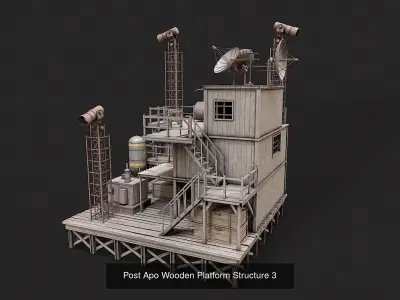 Post Apo Wooden Platform Structure Collection 3D Model Pack