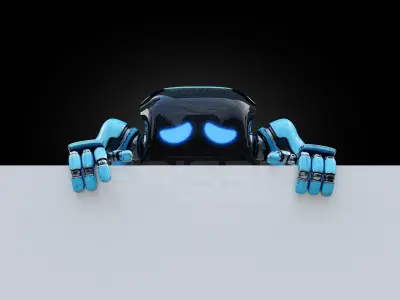 Cute Space Robot Rigged H-72 Blue 3D model