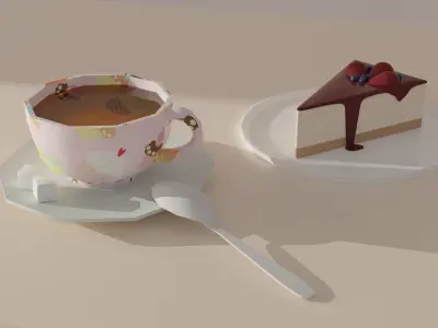 Teahouse Low-poly 3D model