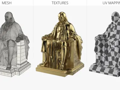  Franklin Miniature Statue Gold Finish 