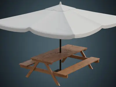 Patio Umbrella 1A Low-poly 3D model