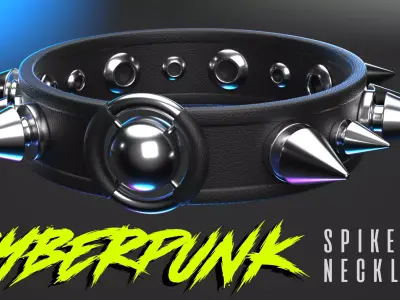 Cyberpunk Accessories Spike Choker Necklace 3D model