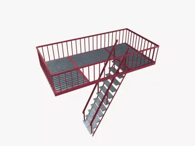 Evacuation Stairs Low-poly 3D model