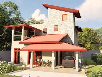 Modern residential building 3D model shop