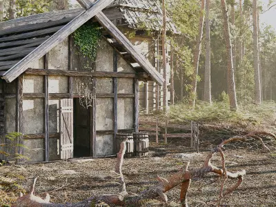 Pine Forest Realistic Scene 3D model