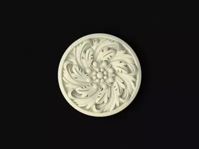 rosette flower on plate 3D model purchase