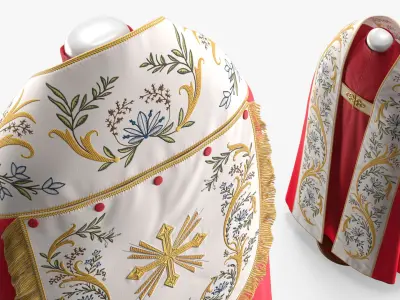  Religious Clergy Chasuble Traditional Red Gold 