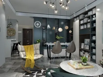 Modern Minimal Livingroom 3D Model 3D model