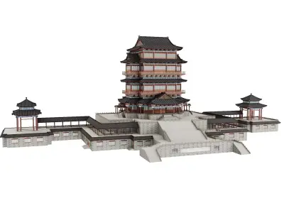 Grand Japan Imperial Palace Tower Complex 3D model