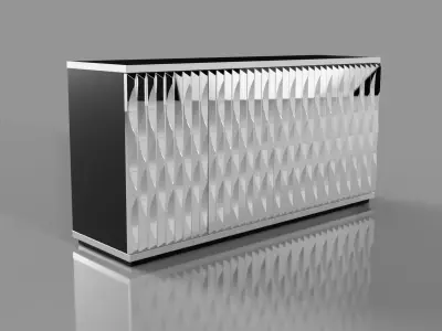 Credenza Sideboard with 4 carved doors 3D model