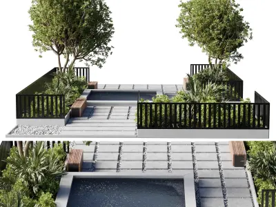 Town Square and Outdoor Plants - Environment Park 3D model