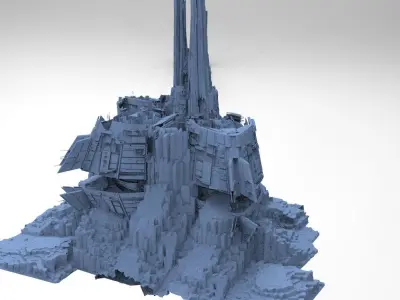 Star Freighter construction mountain ruins 3D model