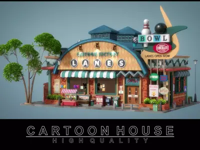 Cartoon House 02 3D model purchase