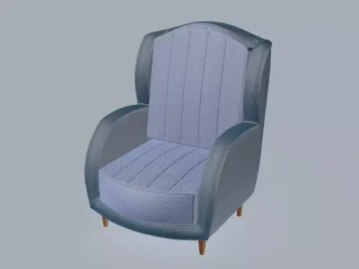 Bow-arms smooth armchair 3D model