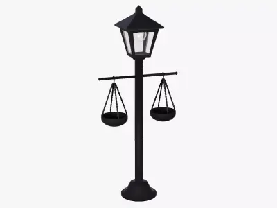 Street Lamp with Hanging Baskets 3D model