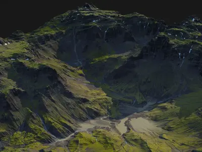Iceland Mountains Landscape 3D model