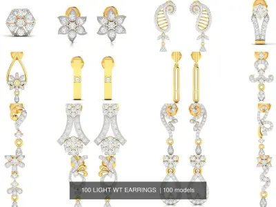 100 LIGHT WT EARRINGS  3D Model Pack