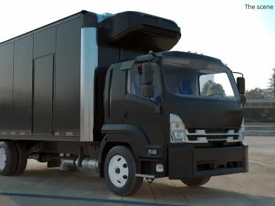  Heavy Duty Cargo Truck Transporter Black Simplified 