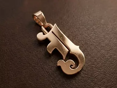 Gothic Letter J Pedant 3D print model