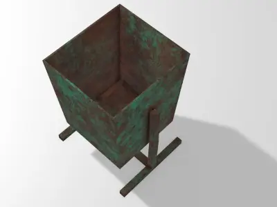 Rusty Trash Can Low-poly 3D model