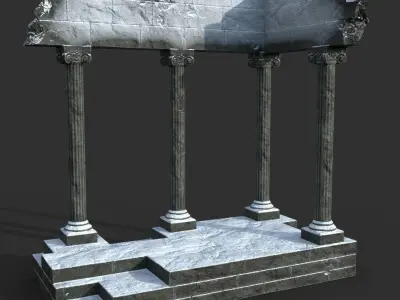 Low poly Ancient Roman Ruin Construction Pack - Snow Winter Low-poly 3D model