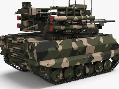  Tracked Combat Robot with Woodland Camouflage and Autocannons 