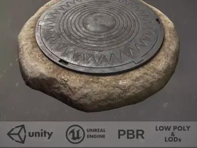 Sewer Hatch v5 Low-poly 3D model
