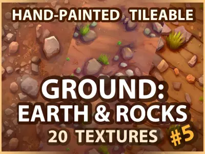 Ground - Earth and Rocks - 20 TEXTURES - Hand-painted -PACK 5--- Texture