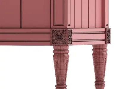 Bourbon Vintage 3 Door Triple Wardrobe  Low-poly 3D model