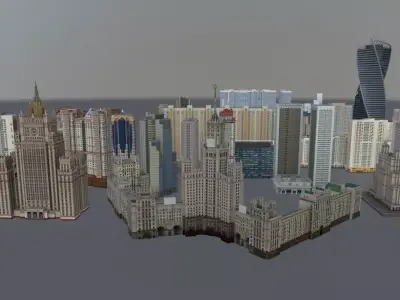 Moscow High Rise Pack Low-poly 3D model