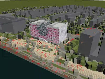 Waterfront U-Shaped Glass Office Complex with Central Atrium 3D model