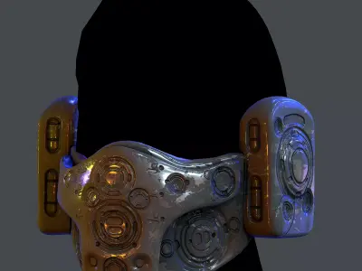 Gas mask helmet scifi Low-poly character art game space  Low-poly 3D model get