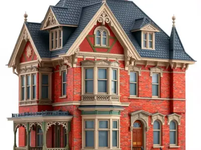 Victorian Brick House model pack Low-poly 3D model