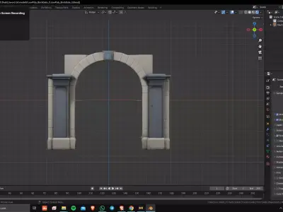 PBR Modular Fence Brick Gate Low-poly 3D model Low-poly 3D model