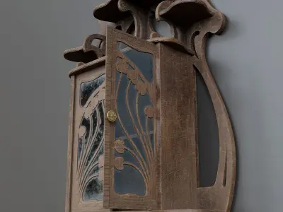 Antique Wall Mounted Bathroom Cabinet Low-poly 3D model