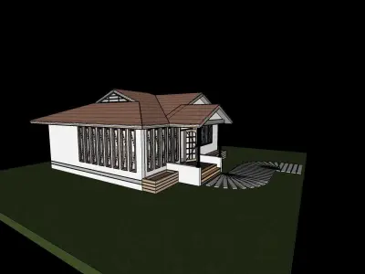 Small House with interior partitions Low-poly 3D model