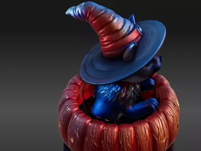 Witch s Cat Lantern 3D Print Model Magical Halloween Pumpkin 3D print model