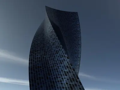 Steel and Glass Skyscraper 3D model