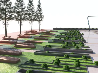 Low-Poly Park Landscape - Game Ready Low-poly 3D model