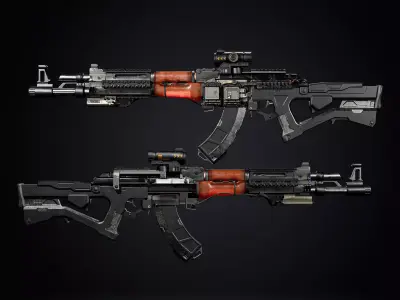 Futurist Sci-fi Gun Best Game Ready Low-poly 3D model