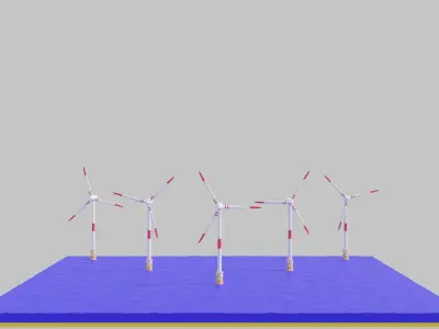 Offshore Wind Turbine Low-poly 3D model