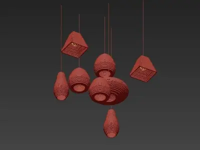 wood collection pendant lamp made of bricks 3D model